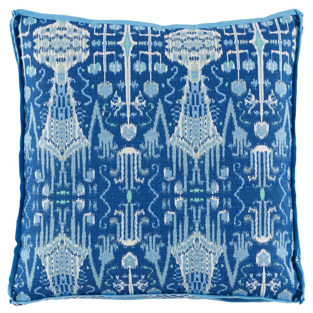 cobalt ikat printed throw
